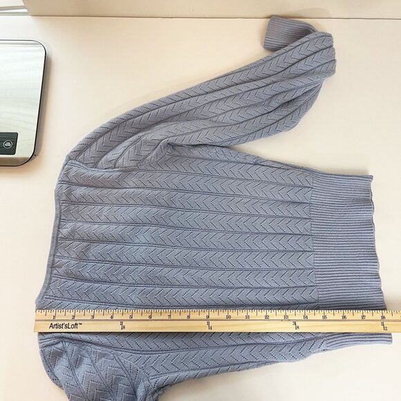 ASTR the Label Pointelle Knit Cropped Pullover Sweater Top Balloon Sleeve XS - Picture 6 of 6